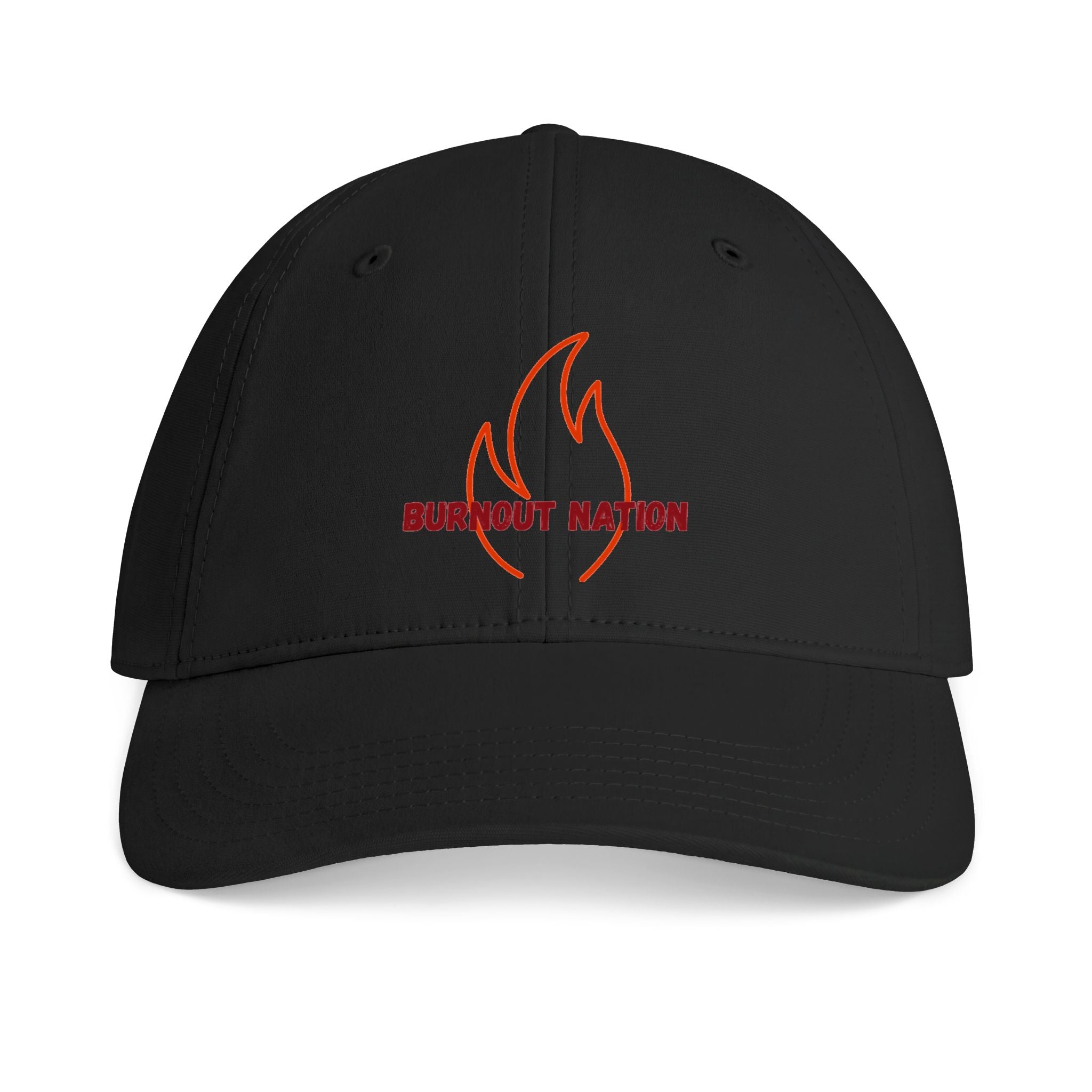 Embroidered 'Burninge Nation' Flame Cap – Black Adjustable Hat